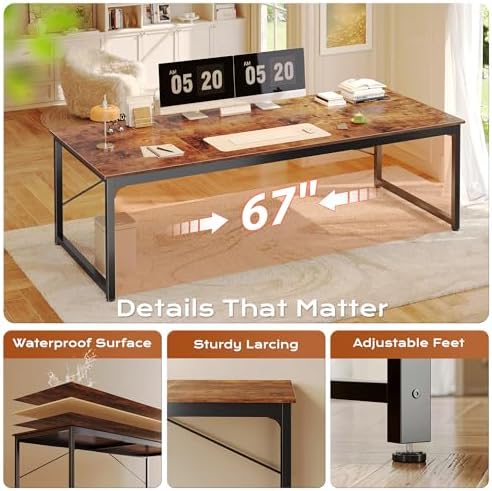 PRAISUN 70.8 X 29.5 Inch Computer Desk with Deeper Desktop - Image 6