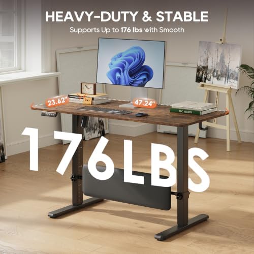 MALOL 47" x 24" Height Adjustable Electric Standing Desk, Rustic Brown - Image 5