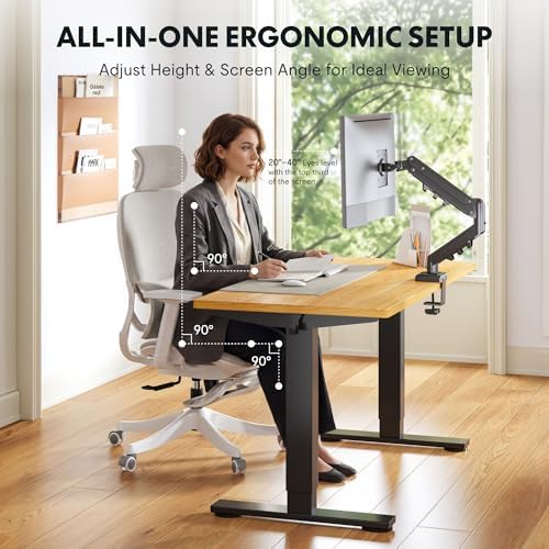 FLEXISPOT EN2 55"x28" Standing Desk Bundle with Monitor Mount, Maple - Image 2