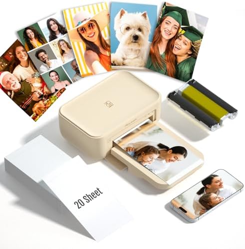 HPRT CP4100 Photo Printer - Plus 4x6 Bluetooth Instant Picture Printer with 20 Sheets & Ribbon - Wi-Fi, Premium Dye Sublimation - 300 DPI Display Resolution - Editing App for Fun, Creative Photos by HPRT
