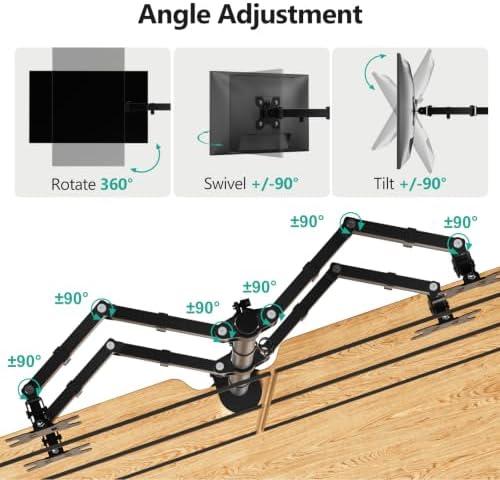 WALI Quad Monitor Desk Mount for 13-32 inch Computer Screens, 22lbs per Arm - Image 4