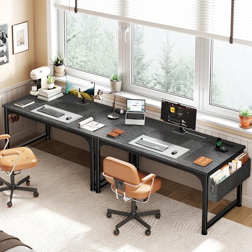 DurayLoly 47 x 24 inch Desk, 24mm Thick Heavy Duty Gaming Desk with RGB LED & Power Outlets, Detachable Stand, Hooks & Storage Bag, 110LBS Capacity, Home Office Computer Desk, Black - Image 2