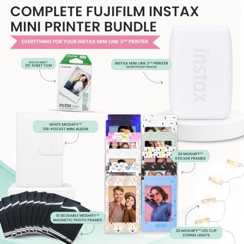 Fujifilm Instax Mini Link 3 Printer Clay White Bundled Film & Display Kit - Image 2