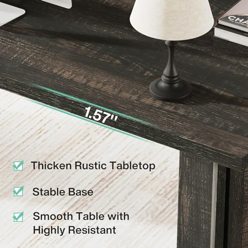 Tribesigns 63-inch Executive Desk, Vintage Office Computer Desk with Large Tabletop, Farmhouse Wood Writing Conference Table Workstation for Home Office, Study, Dark Gray - Image 6
