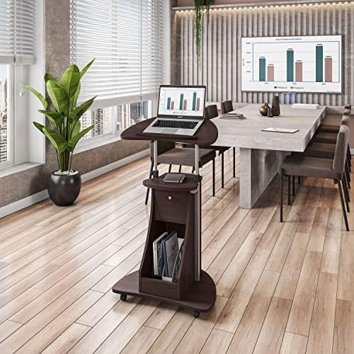 Techni Mobili Sit-to-Stand Rolling Adjustable Storage Medical Laptop Computer Cart, Chocolate, B005 - Image 2