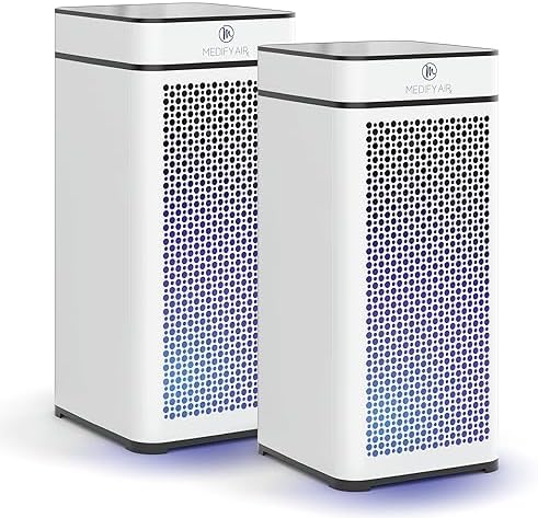 Medify MA-40 UV Light Air Purifier with HEPA Filter | 1,793 ft² Coverage in 1hr for Wildfires Smoke, Odors, Pollen, Pets | Quiet Removal to 0.3 Microns | White, 2-Pack by MEDIFYAIR