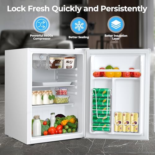 Antarctic Star 2.56 Cu.Ft. Mini Fridge with Freezer, Small Refrigerators with Adjustable Thermostat, Low Noise, Energy Saving, Compact Refrigerators for College Dorm, Office, Bedroom, Apartment, White - Image 6