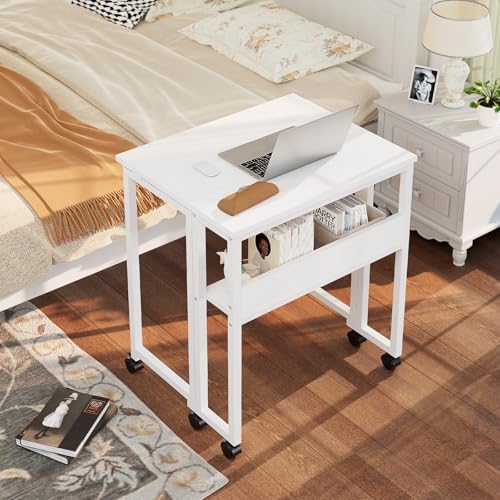 GreenForest Folding Desk with Wheels, 24.8" Rolling Table for Small Spaces - Image 2