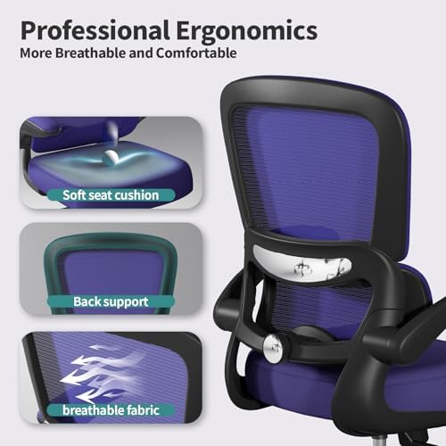 TRALT Office Chair - Ergonomic Desk Chair with Adjustable Lumbar Support, Mesh Computer Chair, Executive Chair for Home Office Comfortable Lumbar Support (1, Purple) - Image 3