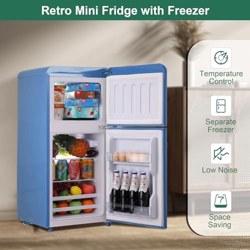 Retro Mini Fridge with Freezer 4.0 Cu. Ft, Small Refrigerator Dual Door - Image 2