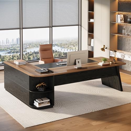 Tribesigns 79" Executive Desk, Large Office Desk with Cabinet, L-Shaped - Image 5