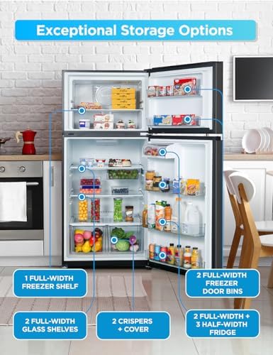 Commercial Cool 20 Cu. Ft. Top Mount Refrigerator with Freezer, 2-Door Refrigerator with Top Freezer and Adjustable Temperature Control, Ice Maker Ready, Energy Star Certified, Black - Image 4