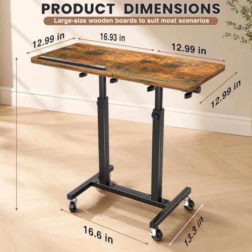 Elowen Rolling Laptop Desk with Wheels, Double-Pole Portable Overbed Table - Image 2