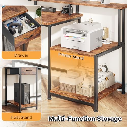 DurayLoly Computer Desk with 55" Long Monitor Stand, 18"Ample Printer Space - Image 5