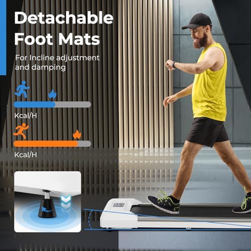 GYMAX Walking Pad, 2.25HP Under Desk Treadmill with LED Display, Remote Control & 7-Layer Belt, Compact Portable Jogging Running Machine for Home Office Small Space - Image 3