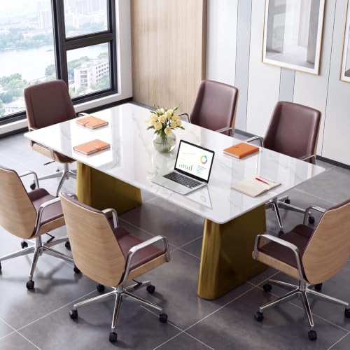 Tribesigns 63" Sintered Stone Executive Desk, Modern Office Writing Desk - Image 4