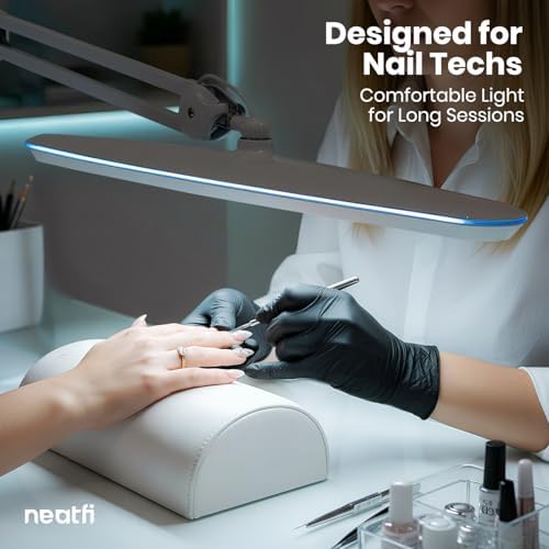 Neatfi XL 24W LED Desk Lamp – 2,200 Lumens | 23” Wide Shade | Dimmable Eye-Caring Task Light | Adjustable Arm | Office, Study, Crafting & Nail Techs (White, Non-CCT with Base) - Image 2