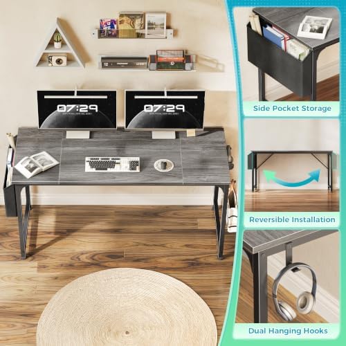 PRAISUN 55'' Computer Desk with Fabric Storage Bag - Image 4