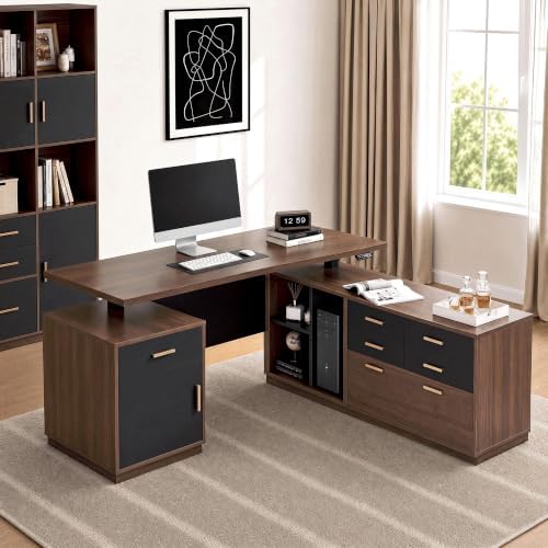 ModernMate L Shaped Electric Executive Standing Desk with Drawers & AC/USB by ModernMate