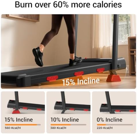 LONTEK 15% Incline Walking Pad Treadmill with Handles, Treadmills for Home - Image 2