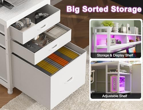 EnHomee 104''L Shaped Desk with 4 Layouts,Outlet for Two Person Home Office - Image 5