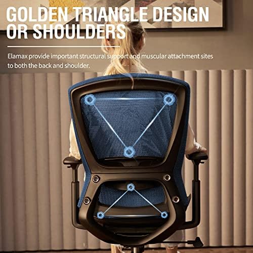 ELABEST Mesh Office Chair,Ergonomic Computer Desk Chair,Sturdy Task Chair- Adjustable Lumbar Support & Armrests,Tilt Function,Comfort Wide Seat,Swivel Home Office Chair (Blue) - Image 4