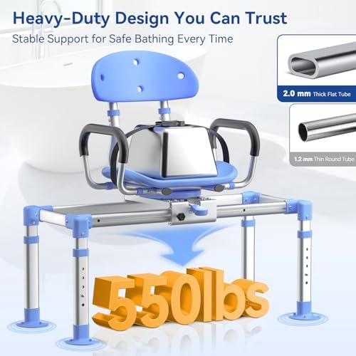KingPavonini Sliding Shower Chair Tub Transfer Bench, 550 LB Heavy Duty - Image 5