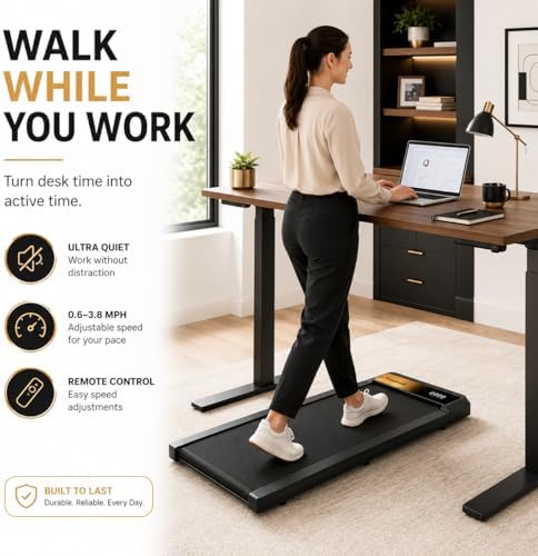 Walking Treadmill Pad with 8% Incline for Home, Under Desk Treadmill for Home Office, 2.5HP Quiet Portable Walking Mat, 265 lbs Capacity, Compact Treadmill for Small Spaces with 15" x 35.4" Belt - Image 3