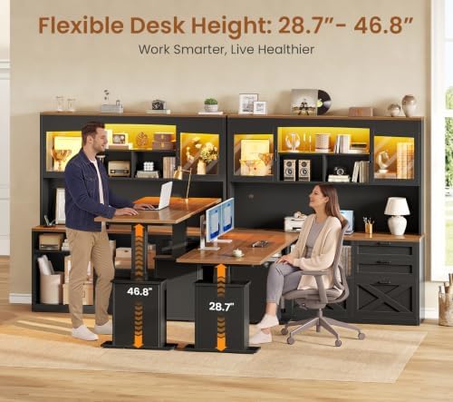 SEDETA 69" L Shaped Gaming Standing Desk with 4 Drawers, Storage Bookshelf - Image 3