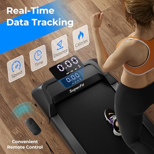 GYMAX Walking Pad, 2.25HP Under Desk Treadmill with LED Display, Remote Control & 7-Layer Belt, Compact Portable Jogging Running Machine for Home Office Small Space - Image 6