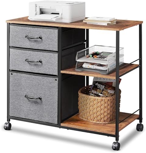DEVAISE 3 Drawer Mobile File Cabinet, Fabric Lateral Filing Cabinet by DEVAISE