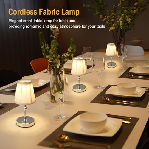 3000 mah Battery lamp,5W LED Small Touch Lamps,3 Color Temperature Dimmable Rechargeable Lamp,Cordless Lamp for Kitchen,Mini Lamps for Small Spaces (Chrome) - Image 2