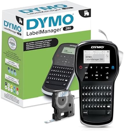 DYMO Label Maker LabelManager 280 Rechargeable Portable Label Maker Easy-to-Use One-Touch Smart Keys QWERTY Keyboard PC and Mac Connectivity For Home & Office Organization by Dymo%C2%AE