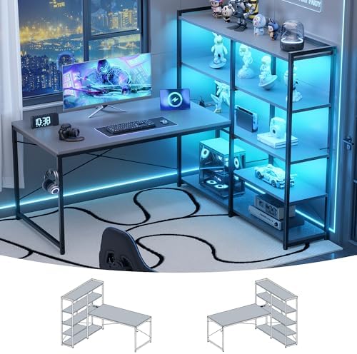 Pamray 49 Inch L Shaped Gaming Computer Desk with Shelves and Storage by PAMRAY
