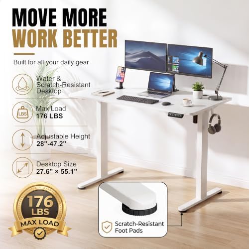 Furmax 45 Inches Electric Standing Desk, Home Office Desk with Phone Holder - Image 4