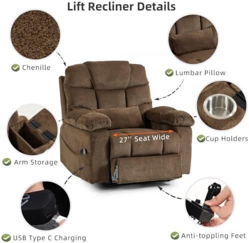500lbs Heavy Duty Power Lift Recliner for Tall Man 6'5" Extended Footrest - Image 6