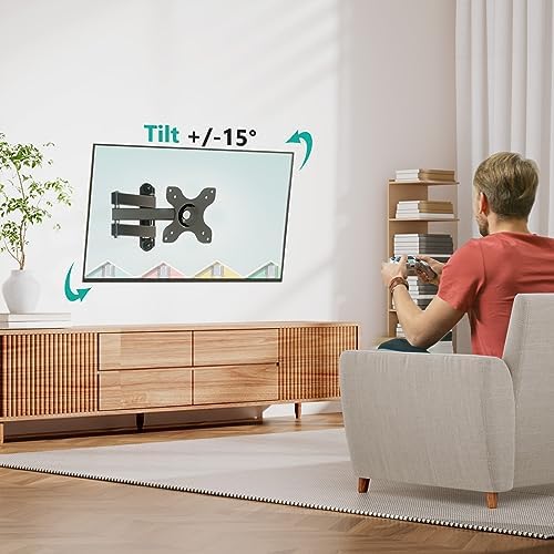 WALI TV Wall Mount Full Motion for 13-32 inch Monitor (1330LM), Black - Image 3