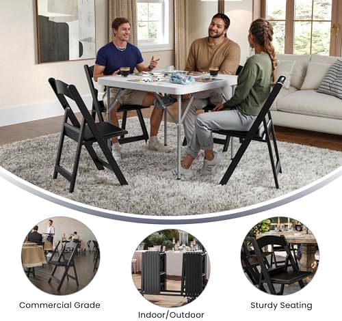 Flash Furniture Hercules Series Folding Chair - Black Resin - 2 Pack 800LB Weight Capacity Comfortable Event Chair - Light Weight Folding Chair - Image 5