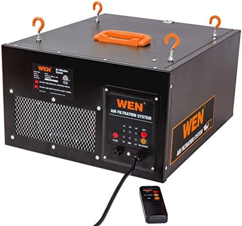 WEN 3410 3-Speed Remote-Controlled Air Filtration System (300/350/400 CFM), Basic w/ RF Remote (400 CFM) , Black - Image 2