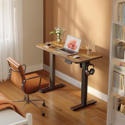 FEZIBO 40" Small Electric Standing Desk Height Adjustable Desk Rustic Brown - Image 2