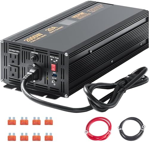 VEVOR 2000W Sump Pump Battery Backup with LCD, Automatically Shifts to Inverter Power Ensuring Uninterrupted Operation, Essential for Emergencies & Power Failures by VEVOR