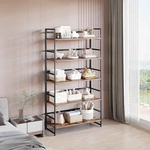 BHG Vintage Multifunctional Folding Bookshelf, No-Assembly Plant Stand Storage Rack Shelves for Home Office - Image 4