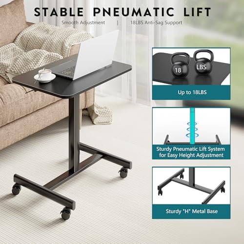BONTEC Mobile Standing Desk Adjustable Height,Rolling Laptop Cart with Hook - Image 6