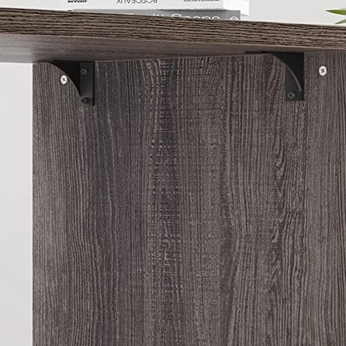 HSH L Shaped Computer Desk, Rustic Wood Corner Desk, Dark Gray Oak, 55 inch - Image 6