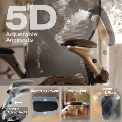 ELABEST X100 Ergonomic Mesh Office Chair with Footrest, Big and Tall Hone Desk Chair with 5D Flip-Up Arms, Adjustable 3D Lumbar Support,Gaming & Executive Computer Chairs - Image 4