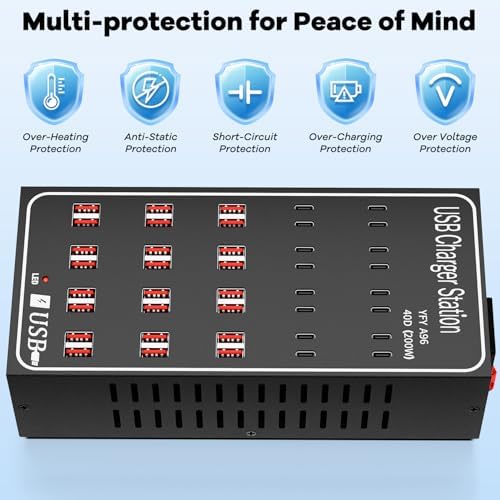 Charging Station for Multiple Devices, Vantacent89 Multiple Charger Station with Multiple Fast Charging 40 Ports - Image 3