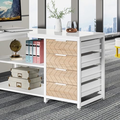 Tribesigns L Shaped Computer Desk with Storage Drawers, 59 inch Corner Desk with Shelves, Reversible L-Shaped Office Desk Study Writing Table Workstation for Home Office, White - Image 7