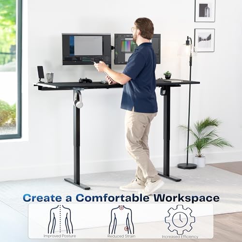 VIVO Black 71 x 30 in Standing Desk, DESK-KIT-1B6-P3B-71 - Image 4