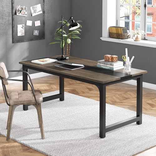 Tribesigns 63” Executive Desk, Large Office Computer Desk with Thicken Frame, Modern Simple Workstation Business Furniture for Home Office, Vintage Grey/Black - Image 5