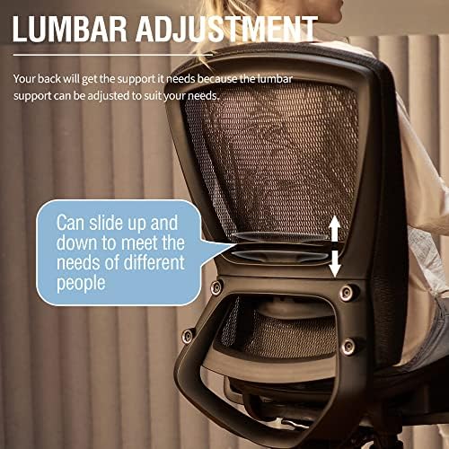 ELABEST Ergonomic Mesh Office Chair,Comfy Computer Desk Chair - BIFMA 5.1 Certified Commercial Swivel Task Chair for Home Office - Adjustable Lumbar Support & Armrests,Tilt Function,Wide Seat (Black) - Image 7